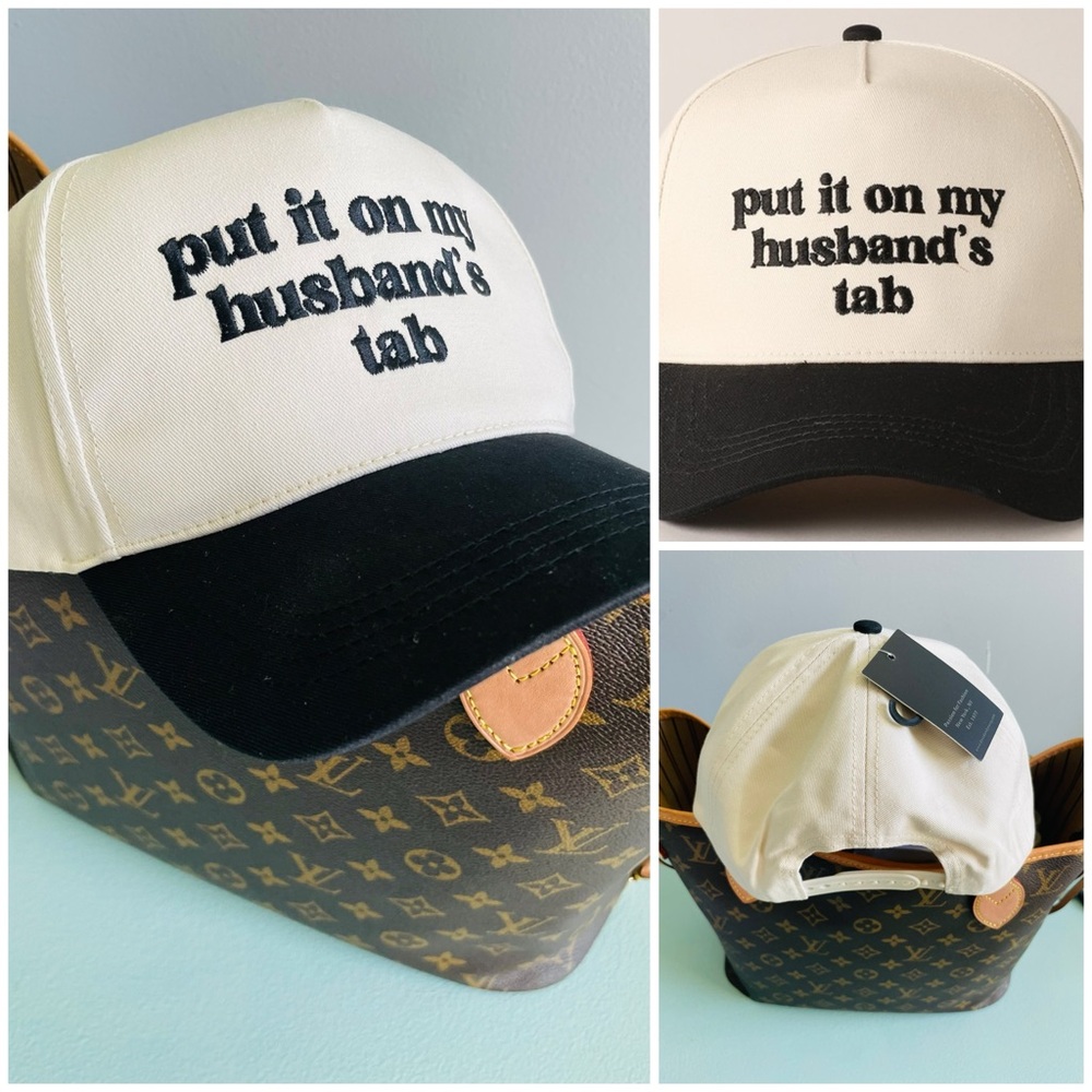 🎉 JUST ARRIVED 🎉Cap with Fun Text “Put It On My Husband’s Tab”